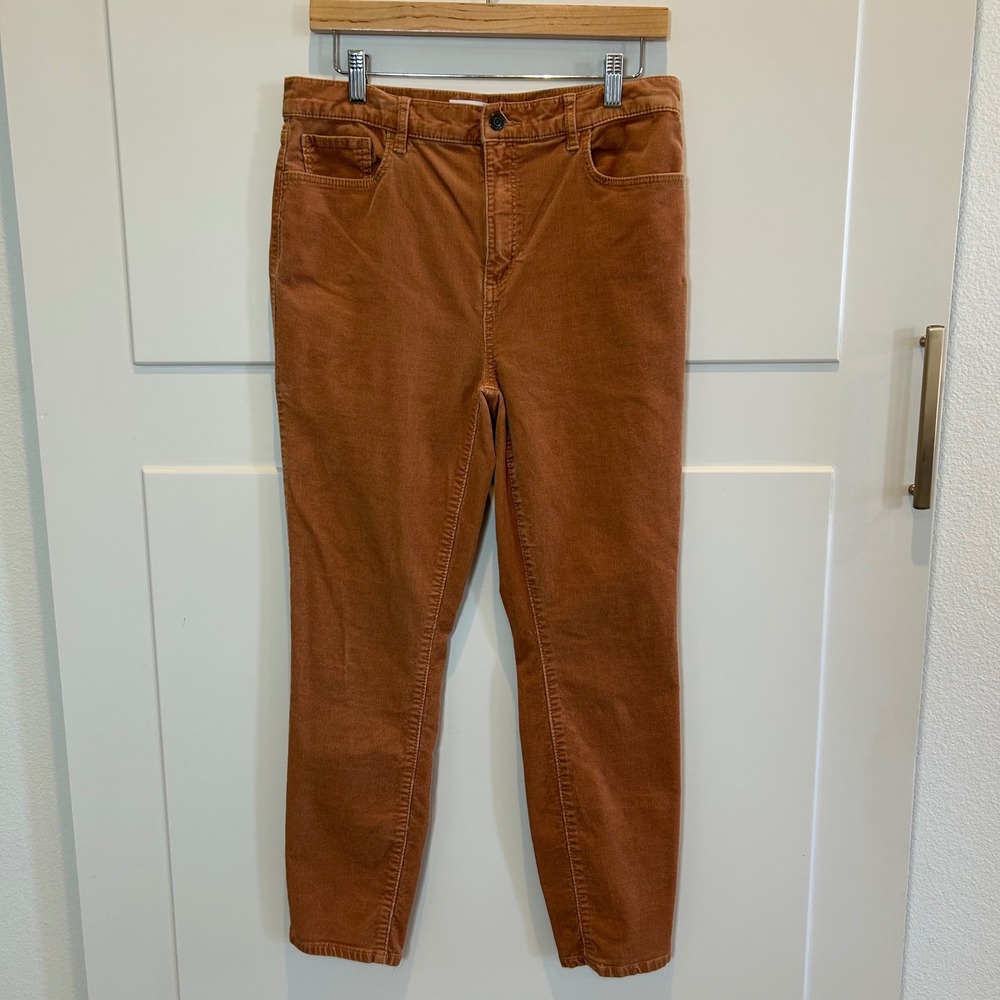 Loft High Waist Skinny Corduroy Pants Womens 30/10 Rust Burnt Orange Stretch‎